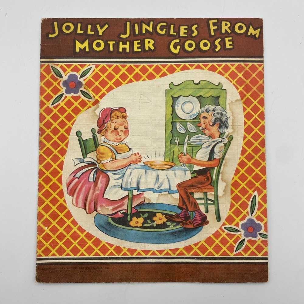 Vintage 1940s Jolly Jingles From Mother Goose‎ Saalfied Nursery Rhyme Book Retro